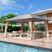 Homrest 12' x 16' Hardtop Gazebo, Outdoor Polycarbonate Roof Canopy, Aluminum Frame Permanent Pavilion, Sunshade