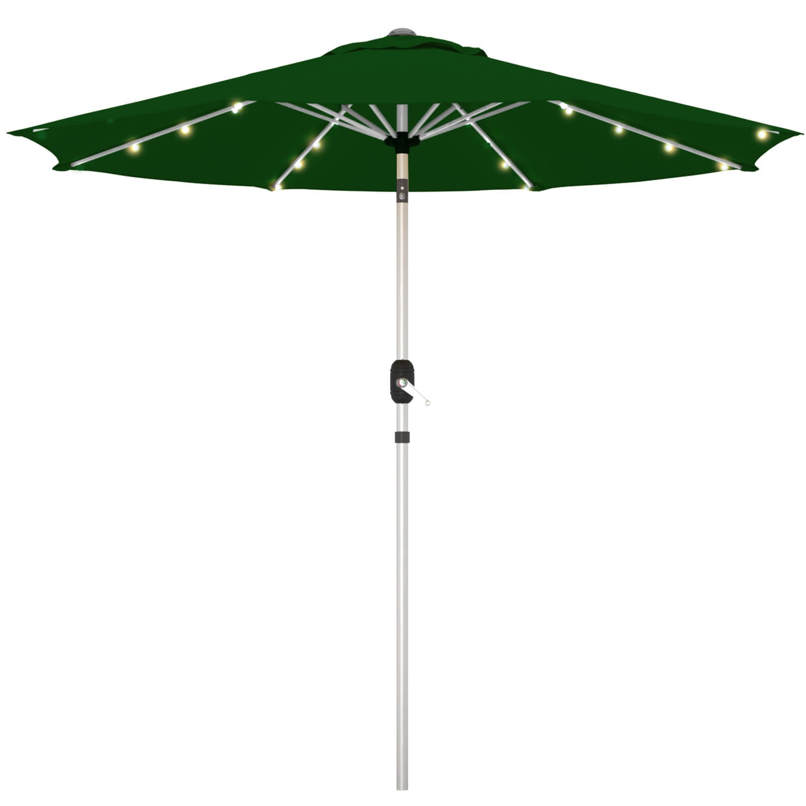 Homrest 10FT Solar Lighted Patio Umbrella, Fade-Resistant Outdoor Umbrella with Tilt, 8 Aluminum Ribs Green