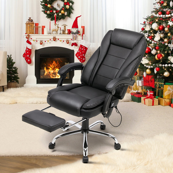 Ergonomic Office Chair, Reclining Home Office Desk Chair Big and Tall with Heat and Massage, Black