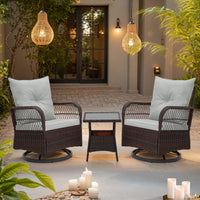 Swivel Chairs (Gray)<br/>brown wicker