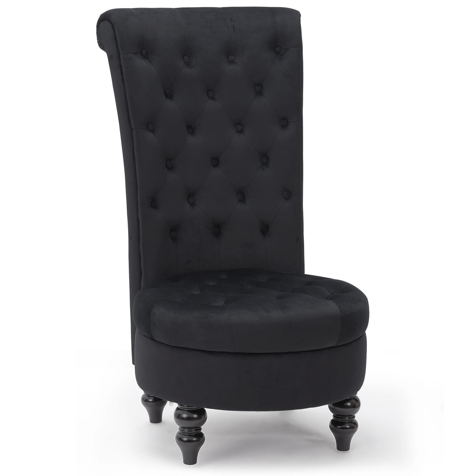 Homrest Throne Button-Tufted High-Back Accent Chair – Black