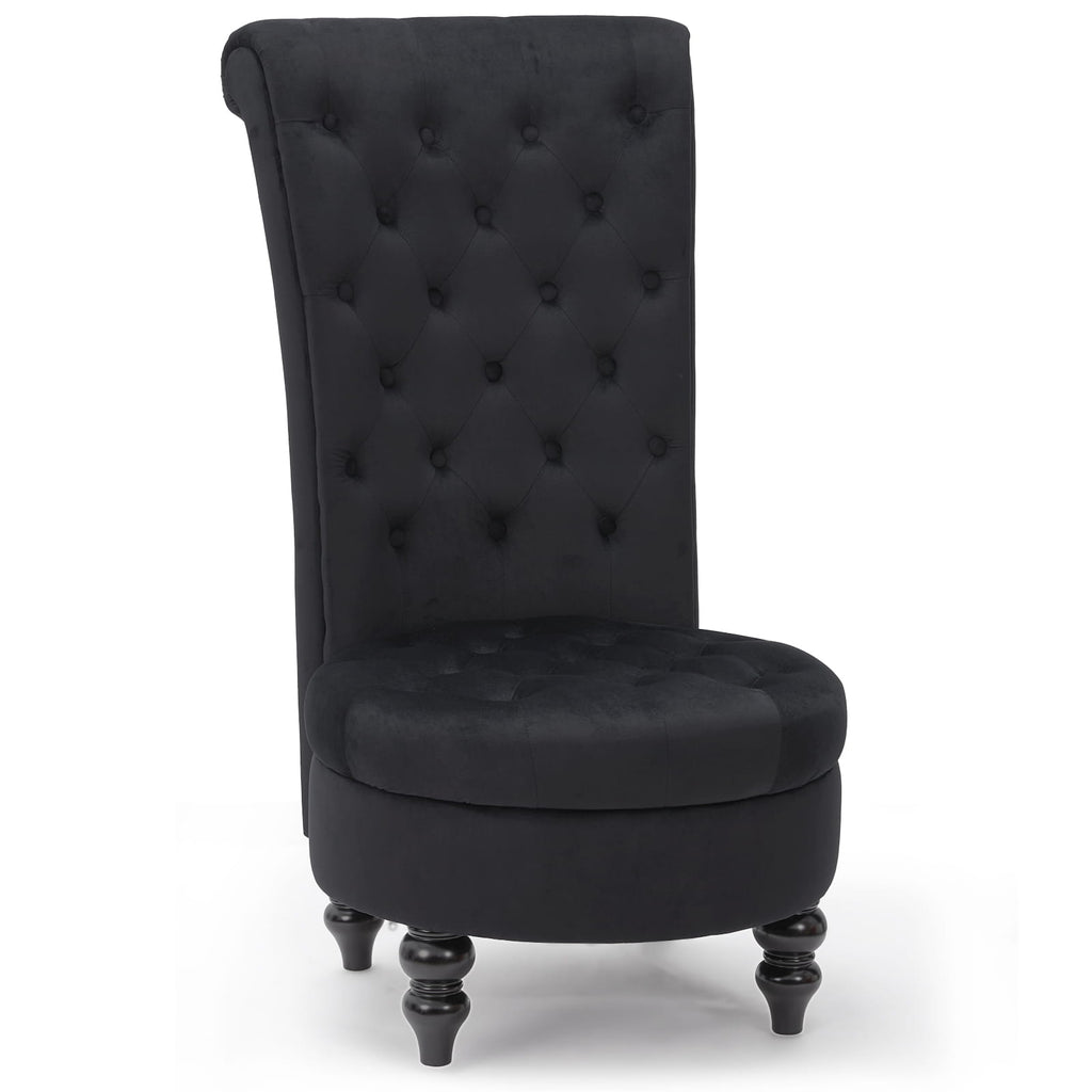 Homrest Throne Button-Tufted High-Back Accent Chair – Black