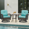 HOMREST 3-piece Patio Swivel Glider Chair Set，360° Glide & Rotate, Blue