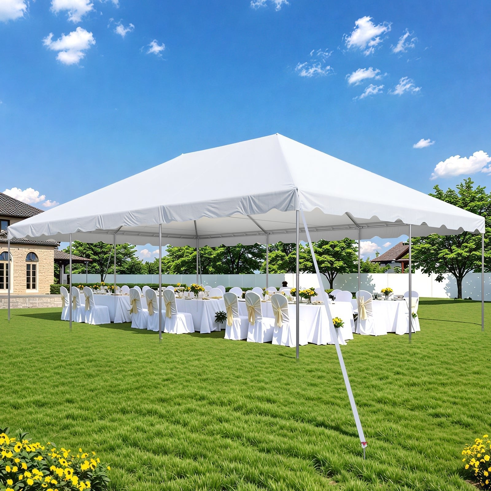 HOMREST 20x30 FT Outdoor Party Tent with expandable sidewall (sold separately), Heavy Duty Weekend Canopy with Carry Bags, 480GSM PVC Large Tent for Commercial Events, Parties, Weddings, White