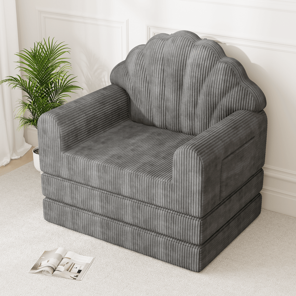 HOMREST 2-in-1 Folding Sofa Bed with Back Support, 75" D x 34" W Convertible Futon Sleeper Chair for Living Room Bedroom Small Spaces, Gray