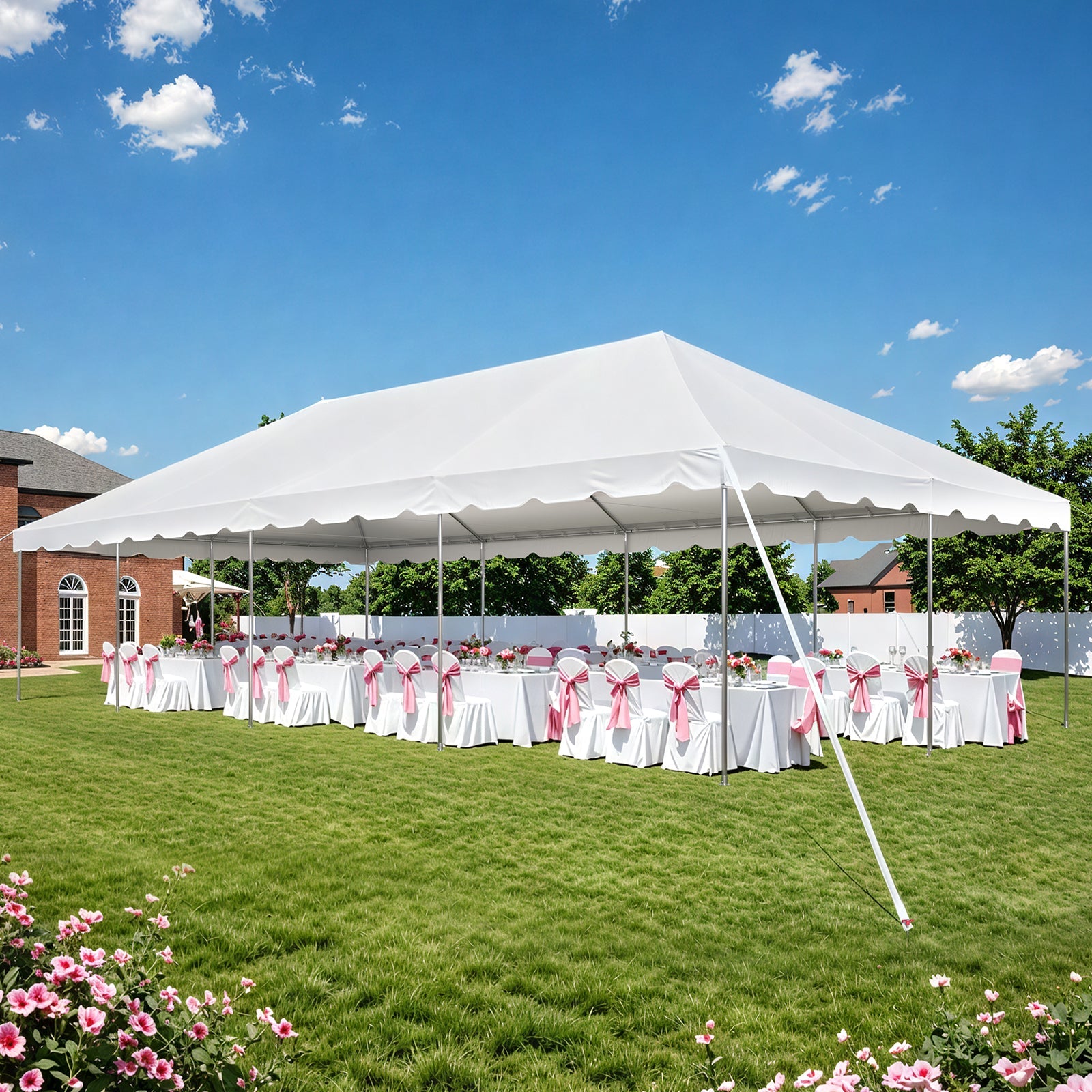 HOMREST 20x40 FT Outdoor Party Tent with expandable sidewall (sold separately), Heavy Duty Weekend Canopy with Carry Bags, 480GSM PVC Large Tent for Commercial Events, Parties, Weddings, White