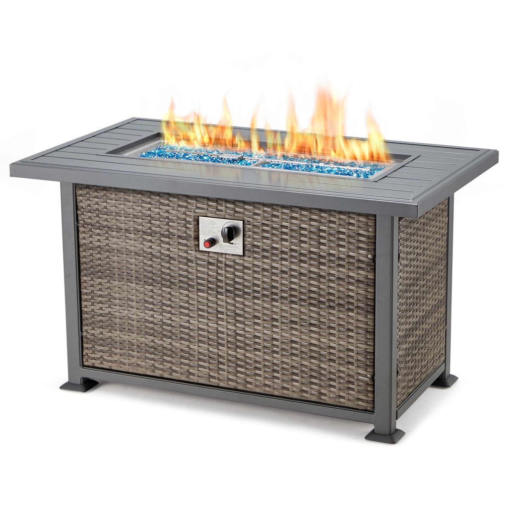 44 In propane fire pit table with aluminum hand-painted table top, 50000 BTU, dark gray. | Homrest furniture
