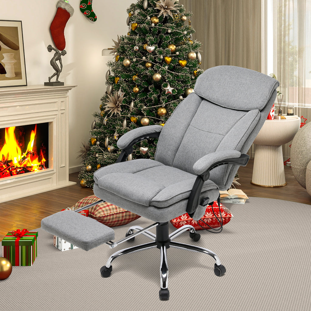 Ergonomic Reclining  Massage Office Chair with Breathable Fabric Light Gray