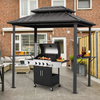 HOMREST 8x6 FT Outdoor Grill Gazebo with Double Steel Roof & Shelves