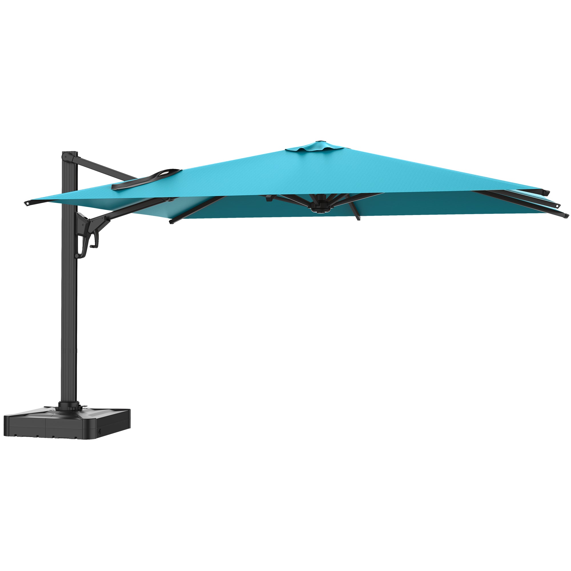 HOMREST 10x13ft Large Rectangular Cantilever Umbrella with 360° Rotation & 6 Adjustable Heights, Outdoor Patio Umbrella for Garden, Pool, Deck, Blue (Base Excluded)