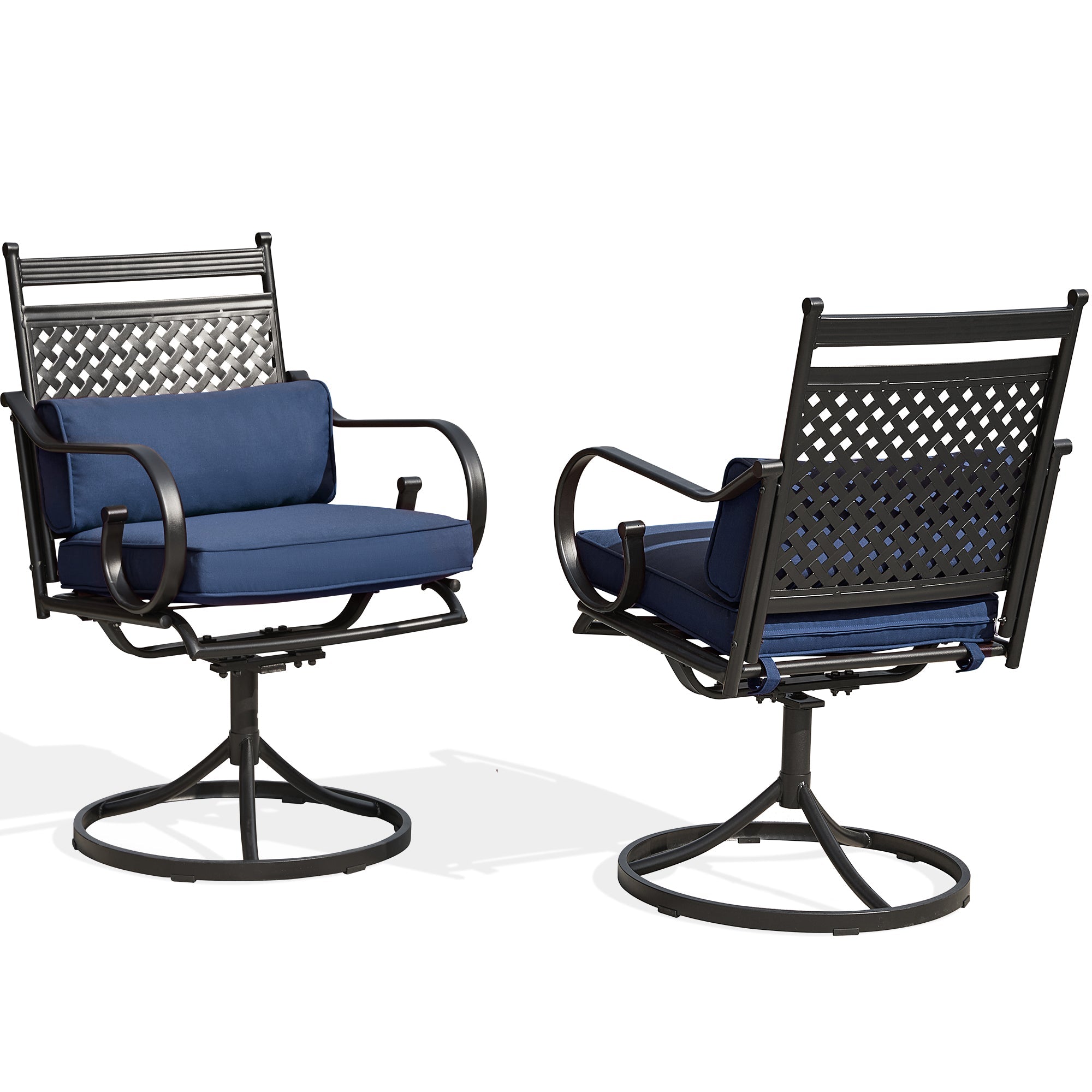 HOMREST Patio Swivel Chair Set of 2, Outdoor Dining Chairs with Cushions for Porch, Deck, and Garden, Blue