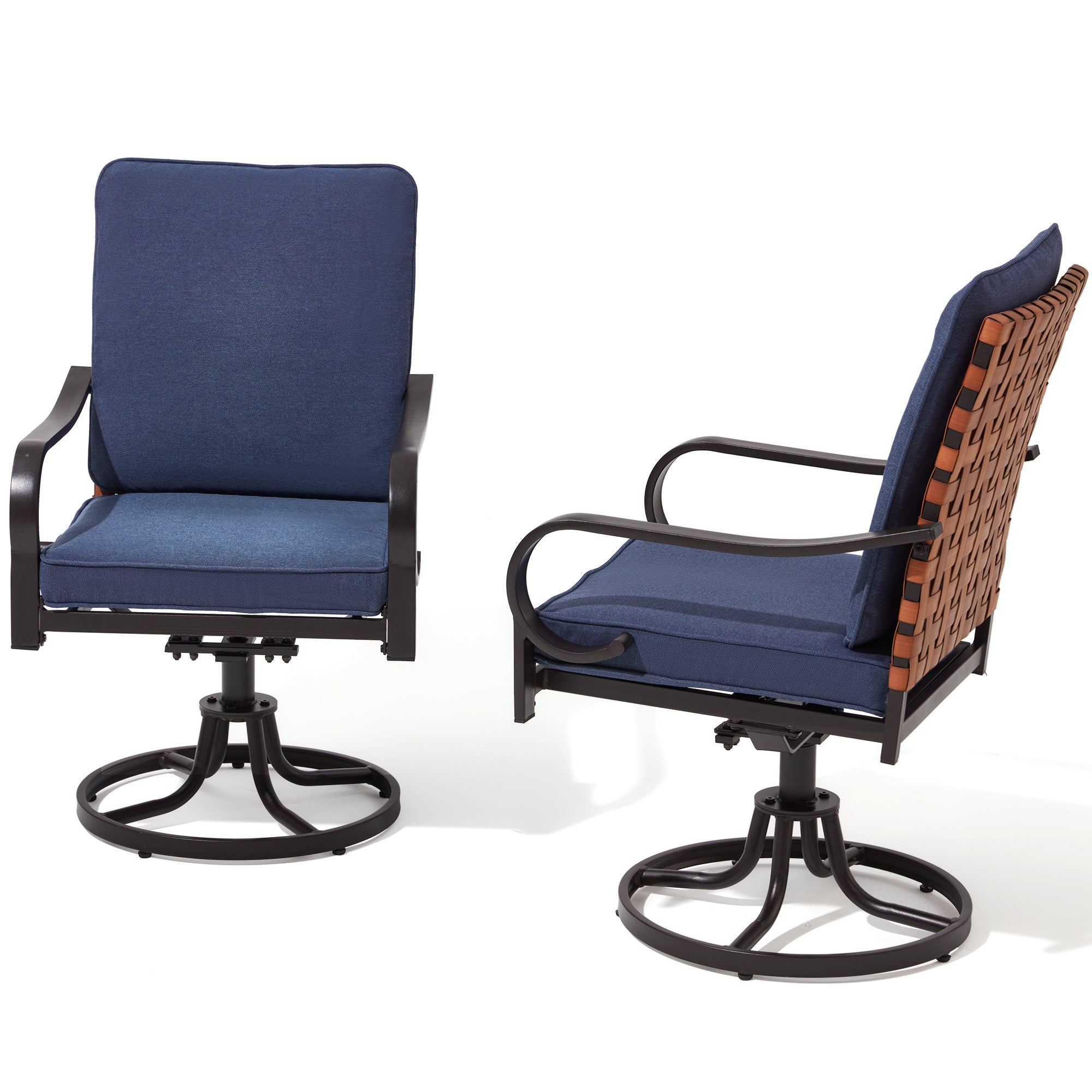HOMREST Swivel Patio Chairs Set of 2 with Thickened Cushions, Blue