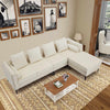 Homrest living room sectional sofa set with storage ottoman, white