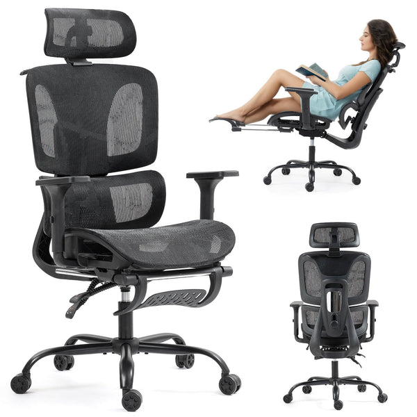 Homrest Lounge-Style Ergonomic Mesh Chair – Black