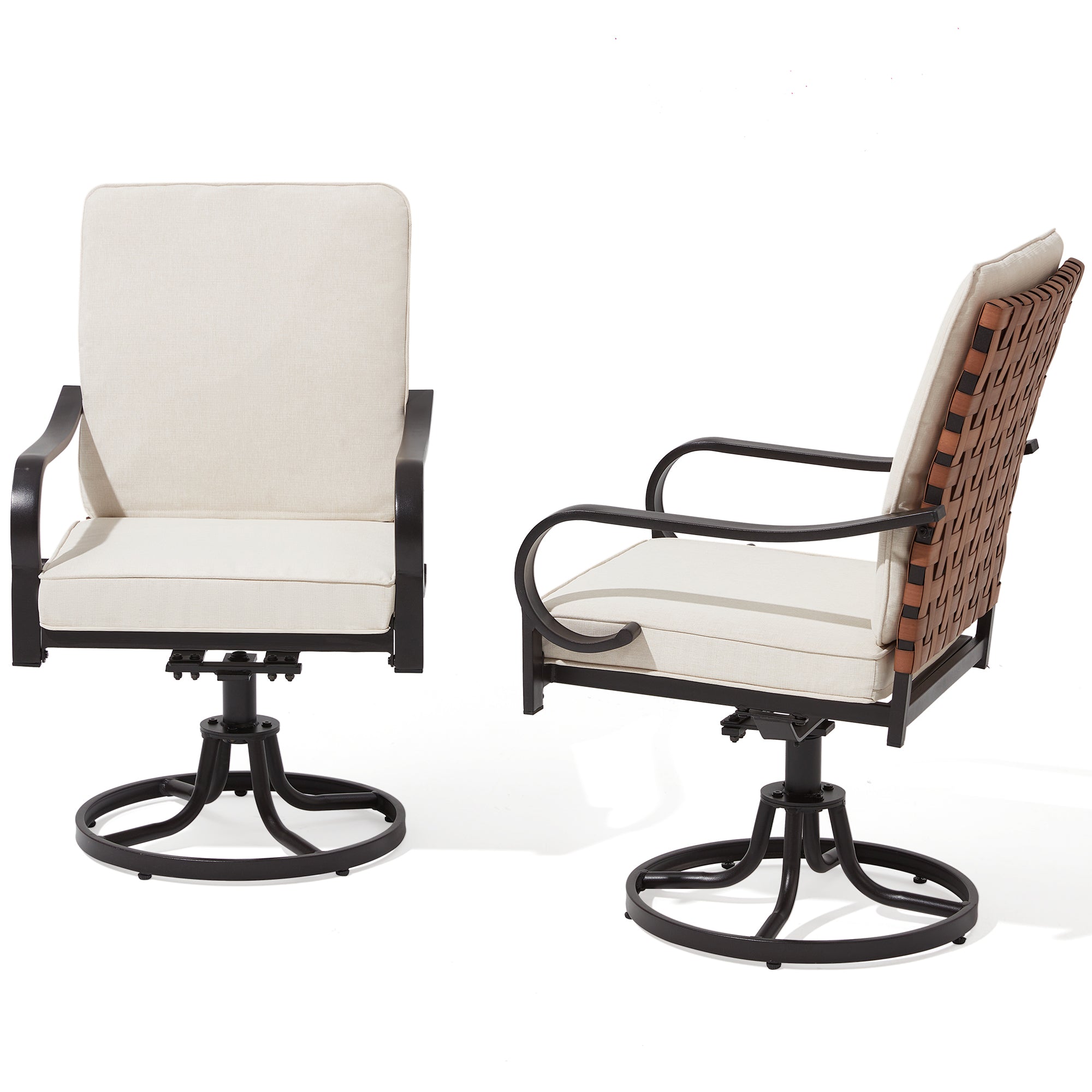 HOMREST Swivel Patio Chairs Set of 2, Heavy Duty Outdoor Dining Chairs, Beige