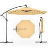 Homrest 10ft Solar Lighted Patio Umbrella, Infinite Tilt, Crank and Cross Base, Beige