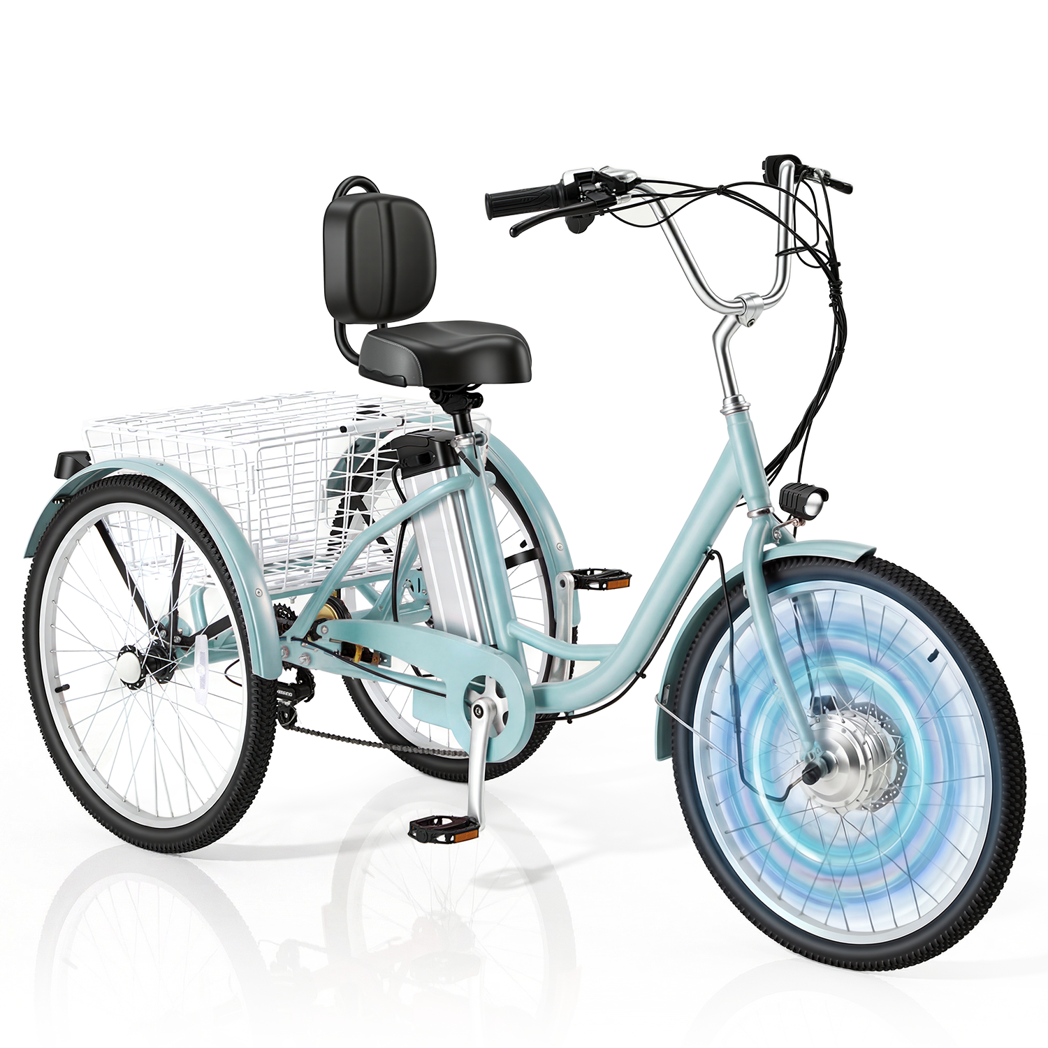 HOMREST Electric Trike for Adults,Peak 500W Brushless Motor, E-Trike with 24" x 2" Tires, Removable Battery, Charger,Step-Thru 3-Wheel Electric Bicycle, Up to 55 Miles Range, 15.5MPH+ Speed, Mint