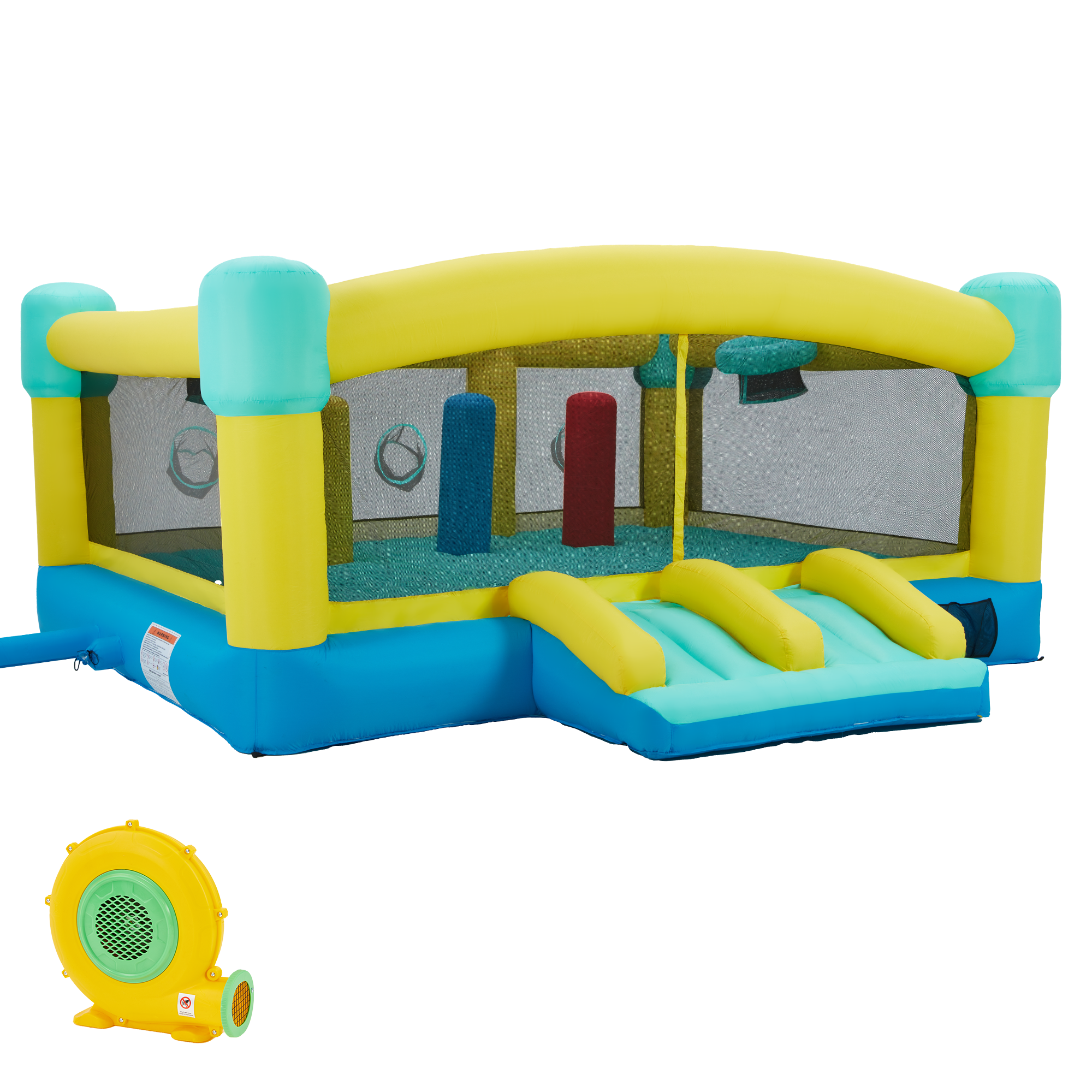 Homrest Inflatable Trampoline Bounce House , Jumping Castle with Blower and Basketball Hoop ball pit for Kids 3-6 Outdoor, Jump House Punching Bag for Kids, Heavy Duty 840D Oxford Cloth