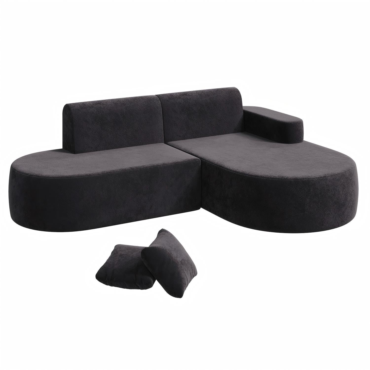 HOMREST Modern L-Shape Sectional Sofa with Chaise Lounge,Boneless L Shape Sofa with Deep Seat, Black