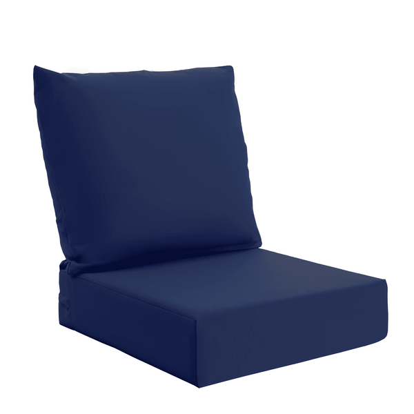 HOMREST Patio Furniture Cushions with Handle and Ties, Waterproof, Fade-resistant Outdoor Couch Cushion, Chair Pads for Dining Chairs, Navy blue