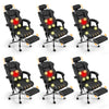 Homrest  6 Piece Set Office Chair with 6-Point Massage and Adjustable Footrest, Ergonomic Gaming Chair Black