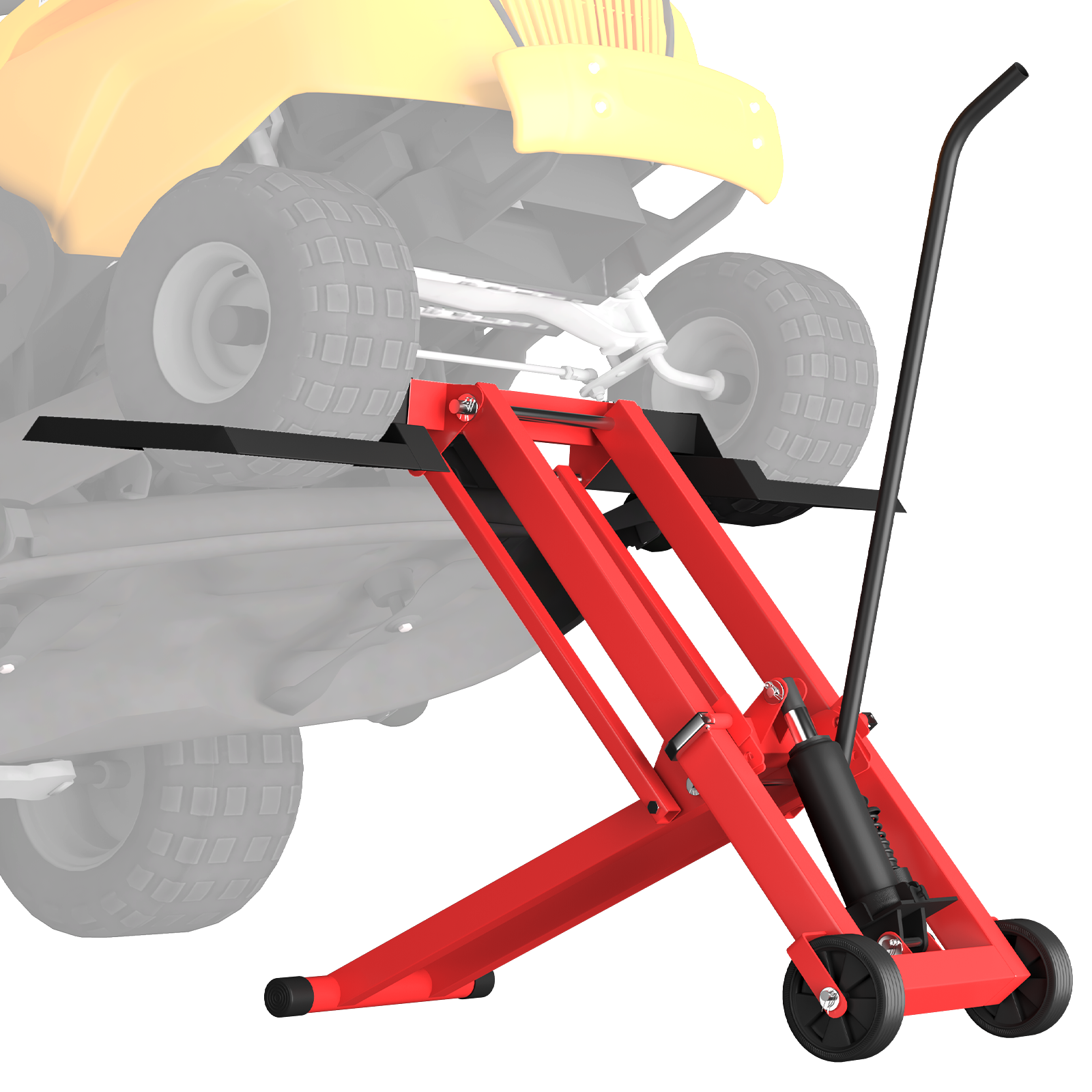 HOMREST 500LB Hydraulic Mower Lift for 40-47.6" Axle, 24" Lawn Tractor Jack with 3-Height Adjustment, Zero Turn Mower Lift for Maintenance & Repair, Red