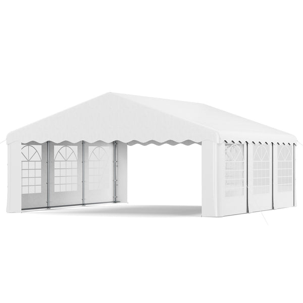 HOMREST 20x20 Ft Heavy Duty Party Tent Gazebo For Events Weddings BBQs Removable Sidewall Windows Storage Bags Included White