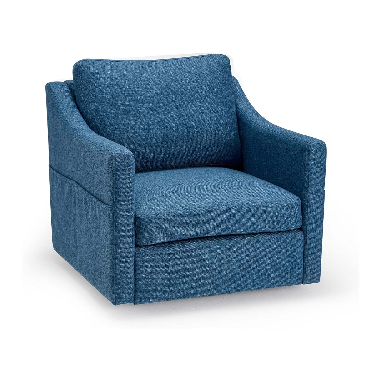 Swivel accent chair set of 2, linen fabric armchair with removable cover for living room, blue