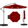 Homrest 10ft Solar Lighted Patio Umbrella with Base, Outdoor Cantilever Umbrella, Infinite Tilt, Burgundy