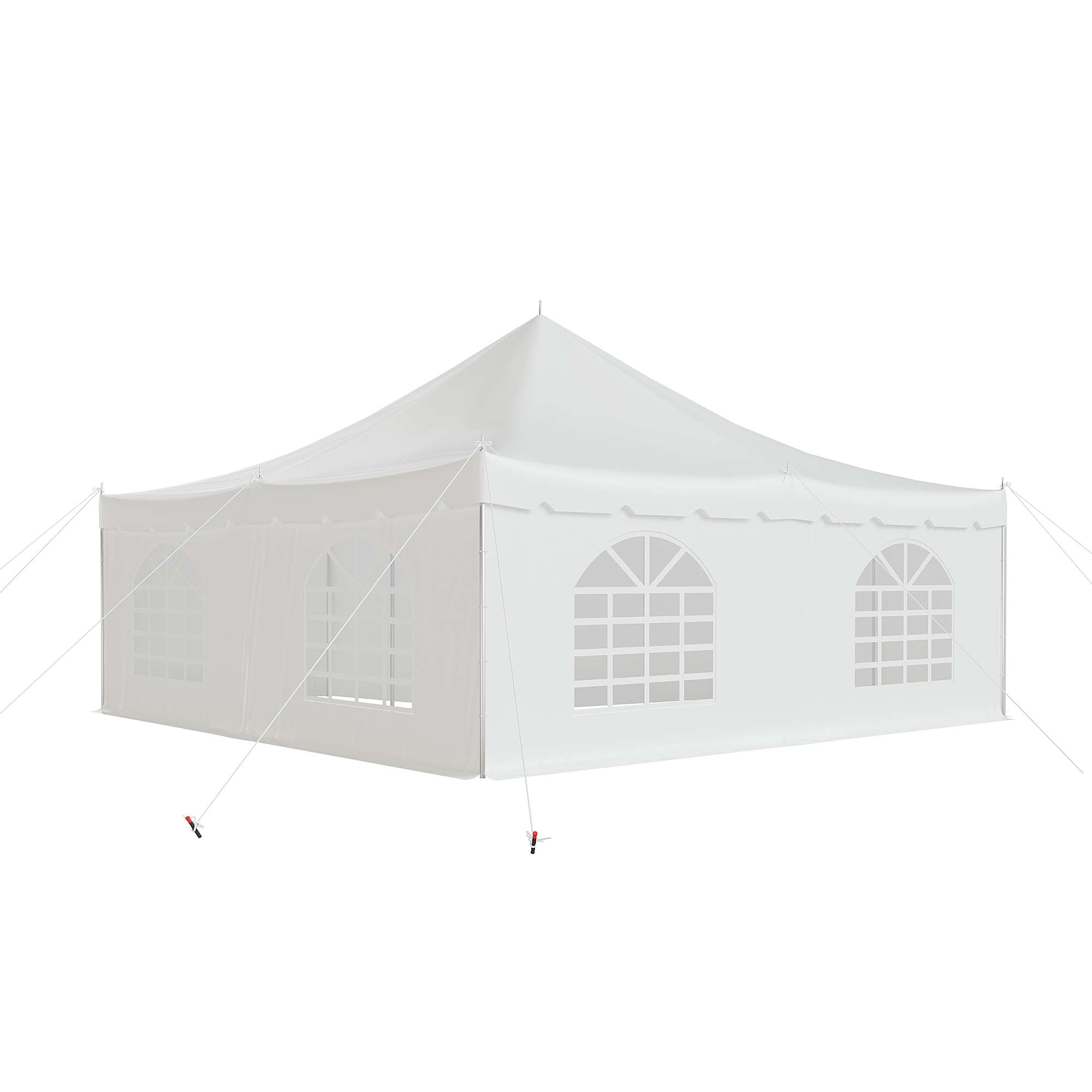 HOMREST 20x20ft Pole Party Tent Weekend Canopy Heavy Duty With Sidewalls 2 Doors Carry Bags PVC Fire Retardant Outdoor Canopies For 120 People Large Tents For Parties Events Weddings White