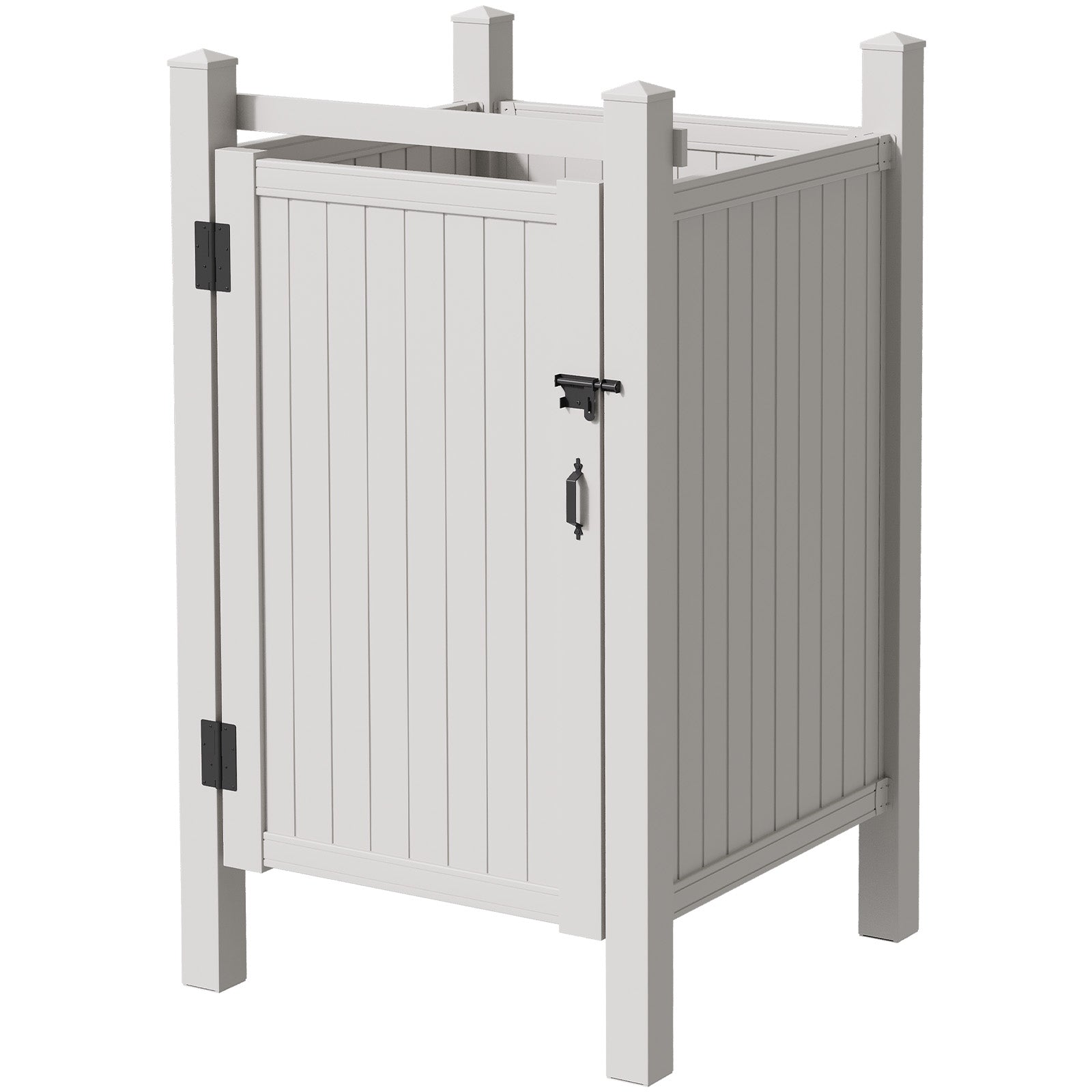 HOMREST 80.75"H x 45.75"W x 45.75"L White PVC Outdoor Shower Enclosure with Door, Weatherproof Privacy Stall for Pool & Beach, Durable Vinyl Construction（Flat-panel）