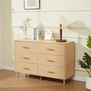 HOMREST 6 Drawer Dresser Modern Dresser Chest of Drawers with Fluted Panel