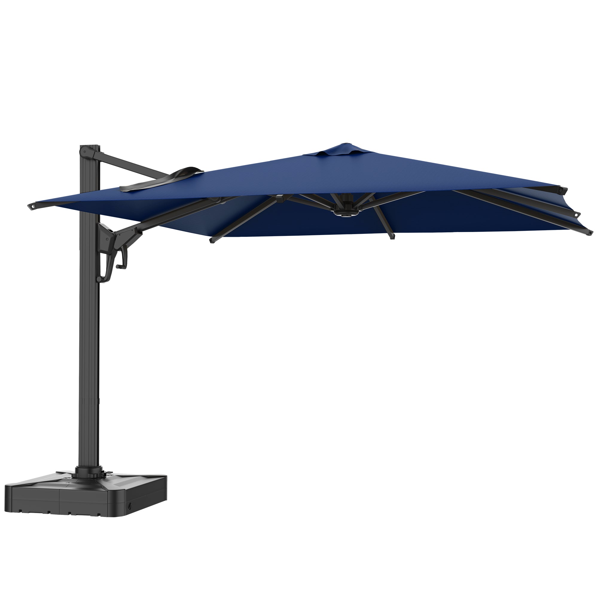 HOMREST 10x10ft Large Rectangular Cantilever Umbrella with 360° Rotation & 6 Adjustable Heights, Navy (Base Excluded)