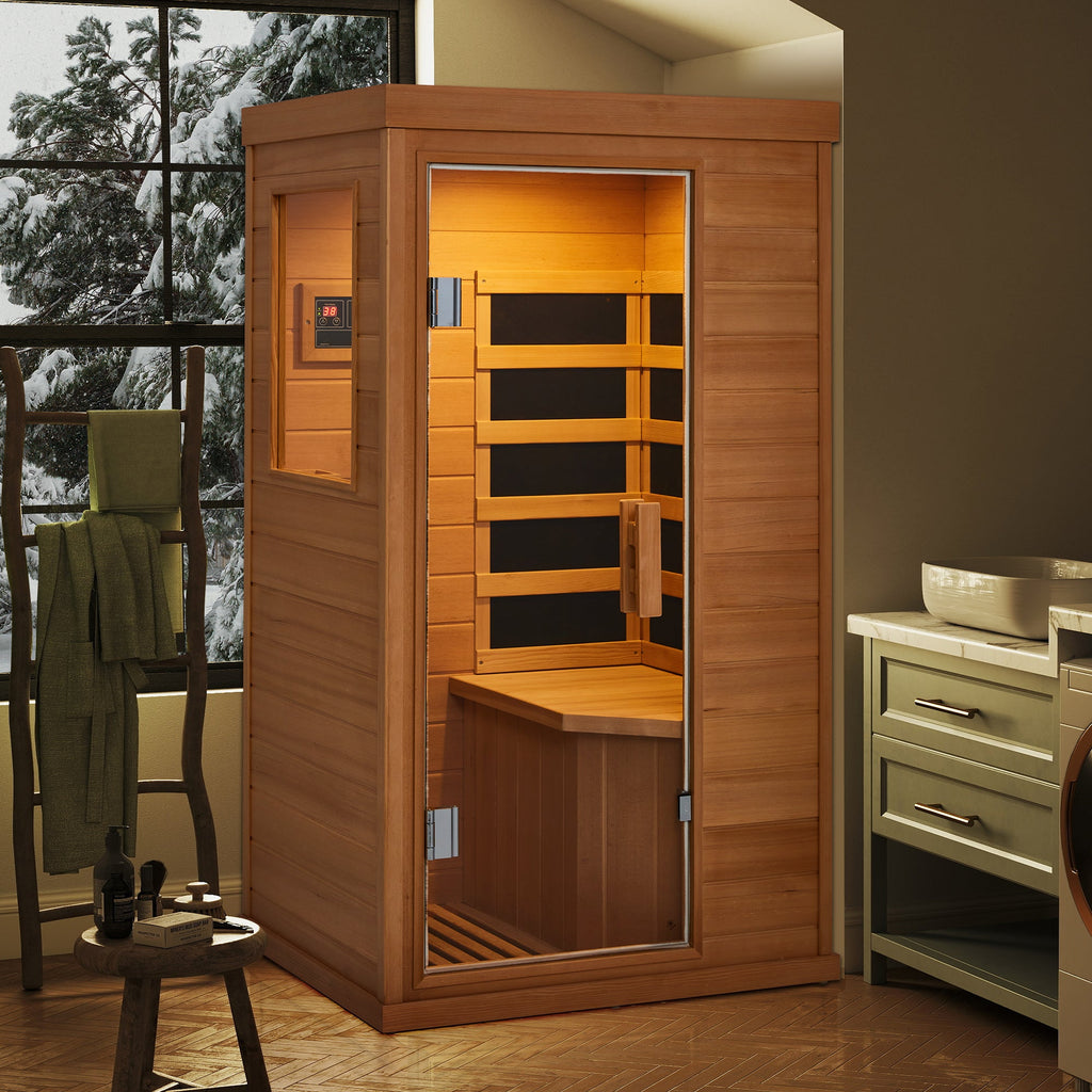 HOMREST Mini Infrared Sauna, Full Body Heat & LED Light Therapy