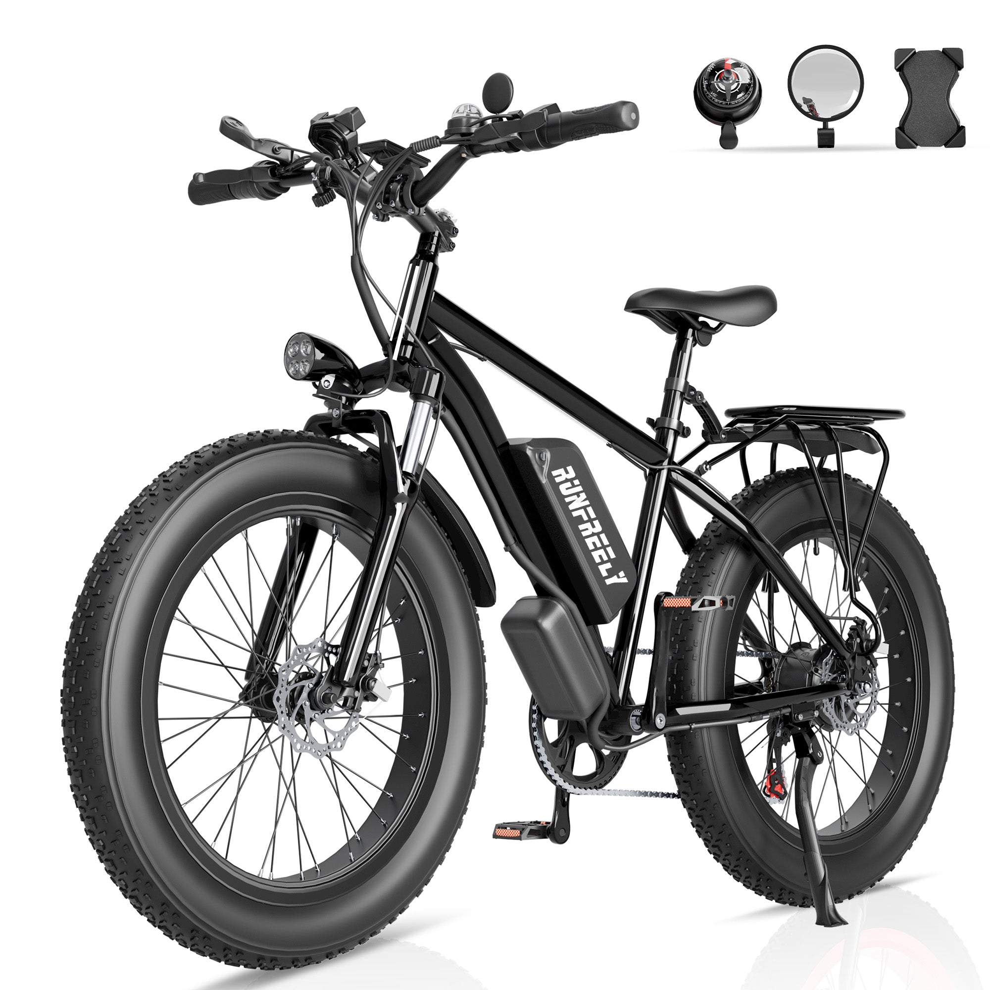 HOMREST Electric Bike for Adults,1500W Peak Motor, 26" Fat Tire E-Bike with 48V 13AH Battery, 25MPH Max 62 Miles Electric Motorcycle, 7-Speed Electric Mountain Bicycle