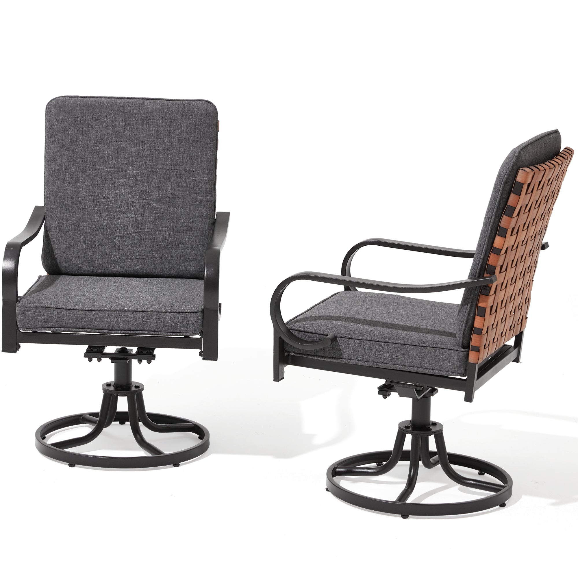 HOMREST Swivel Patio Chairs Set of 2, Heavy Duty Outdoor Dining Chairs, Gray
