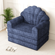 HOMREST 2-in-1 Folding Sofa Bed with Back Support, 75" D x 34" W Convertible Futon Sleeper Chair for Living Room Bedroom Small Spaces, Navy Blue