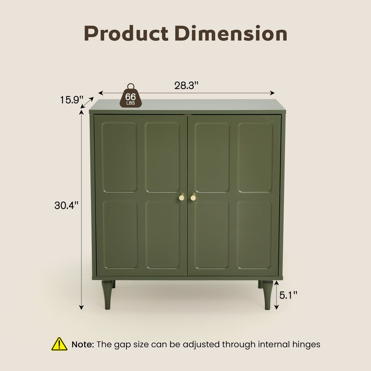 HOMREST Forest Green Storage Cabinet with 2 Doors and Adjustable Shelf, Green