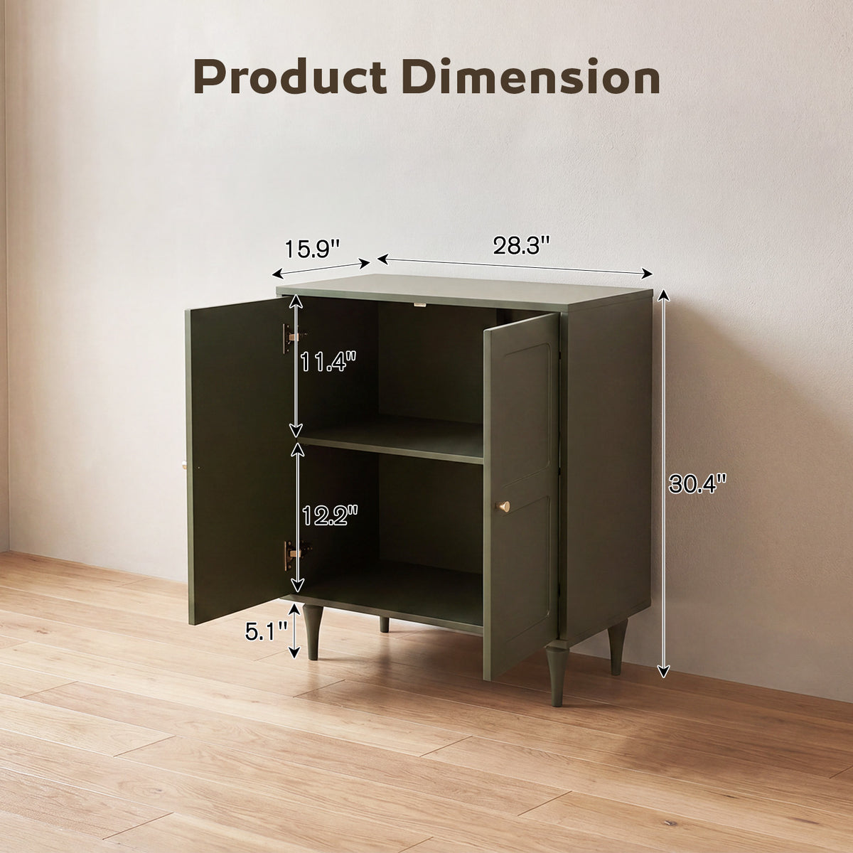 HOMREST Forest Green Storage Cabinet with 2 Doors and Adjustable Shelf, Green