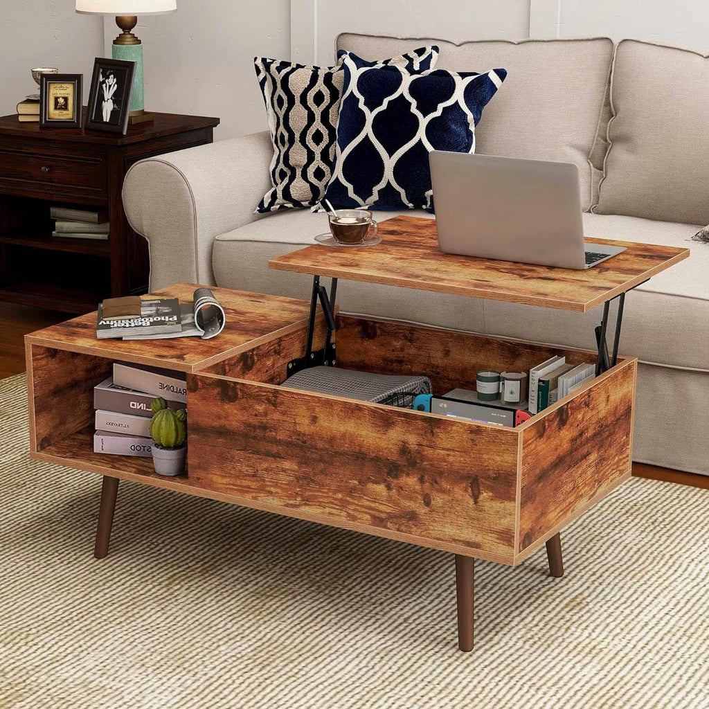 Lift Top Coffee Table 39.4" X 19.7"  with Hidden Storage for Living Room (Brown)