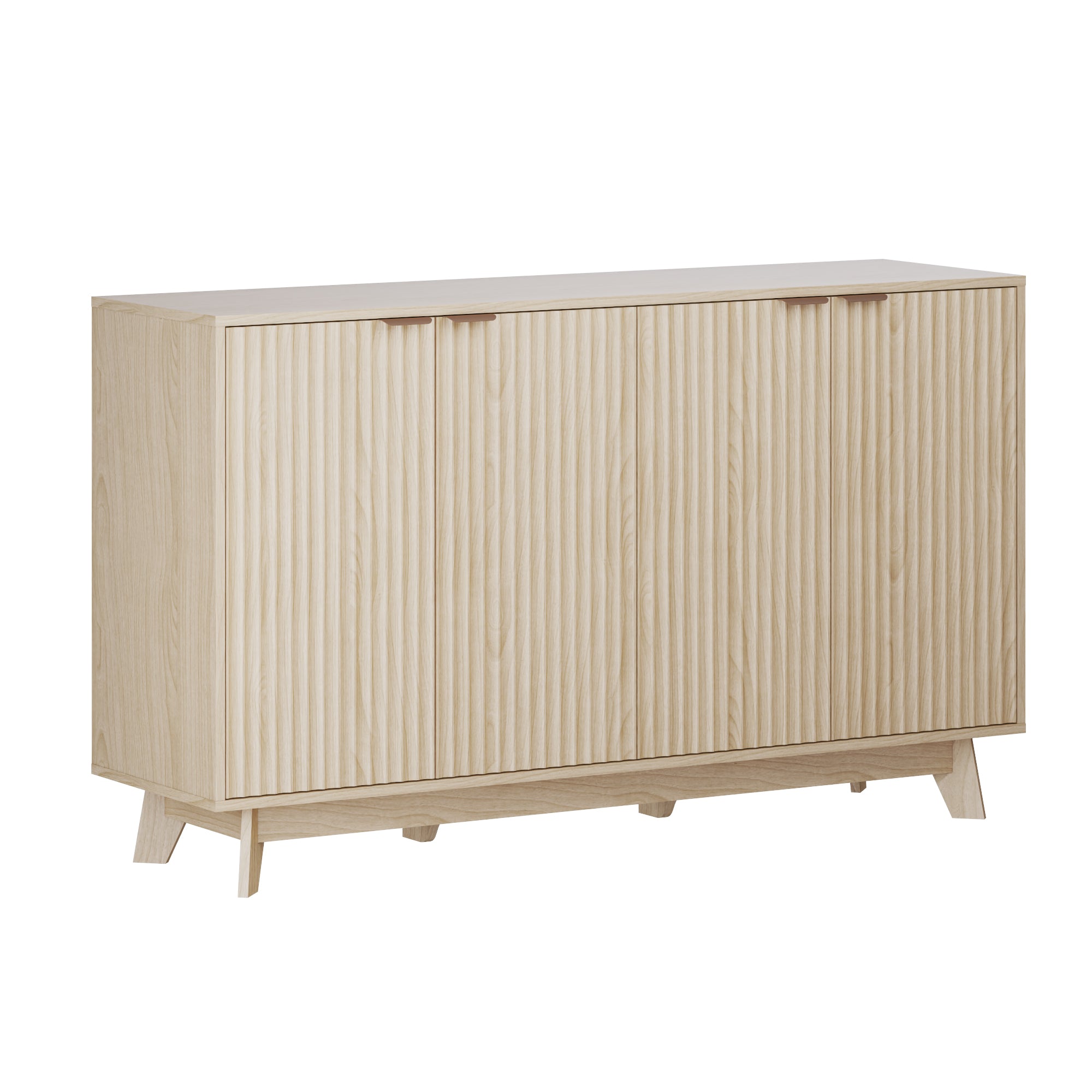 HOMREST Fluted Storage Cabinet, Modern Accent Buffet Cabinet with Double Doors and Adjustable Shelves for Living Room, Kitchen