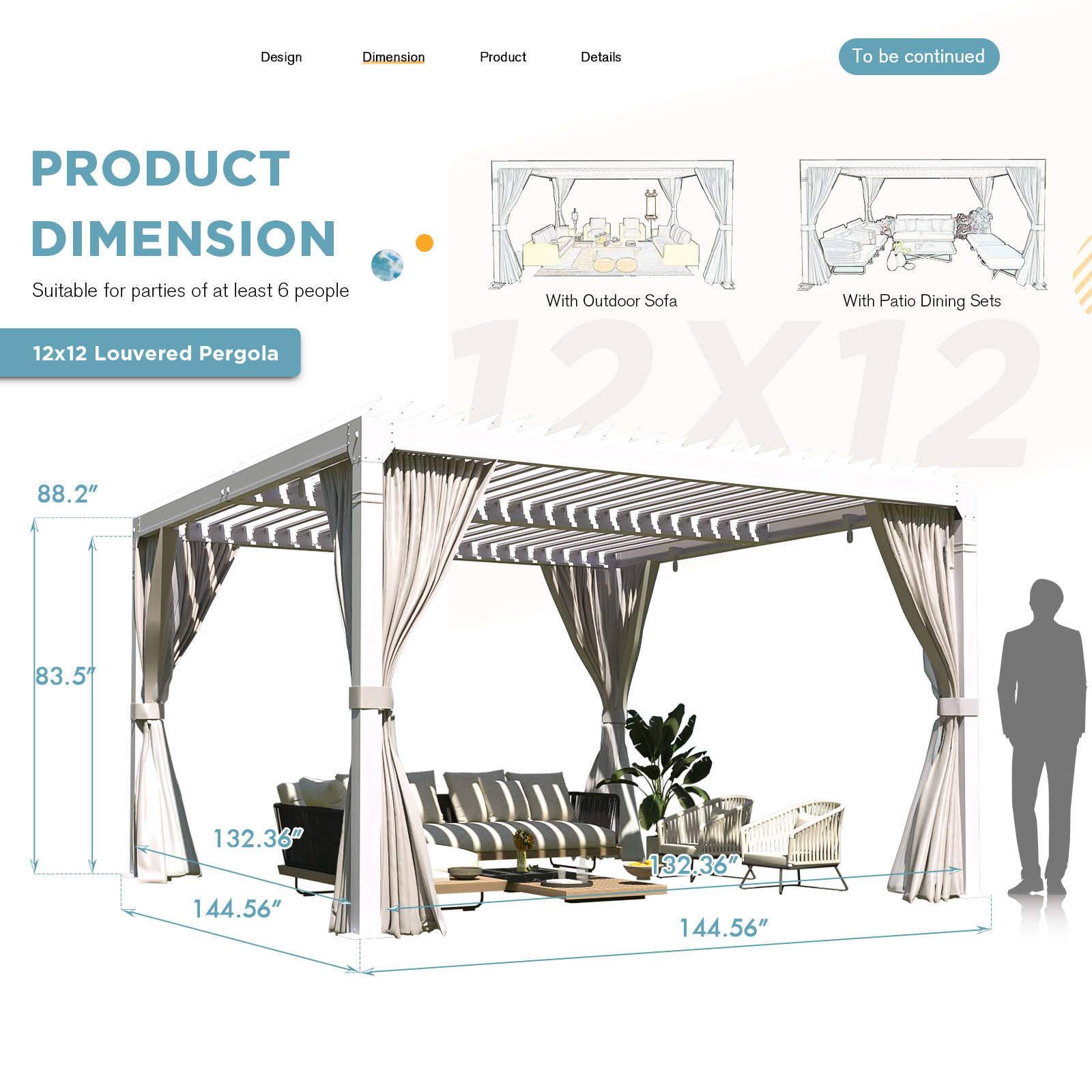 HOMREST Louvered Pergola 12x12 Outdoor Hard Top Pergola with Aluminum Frame and Adjustable Metal Rainproof Roof for Garden & Patio, Curtains and Netting Included, White