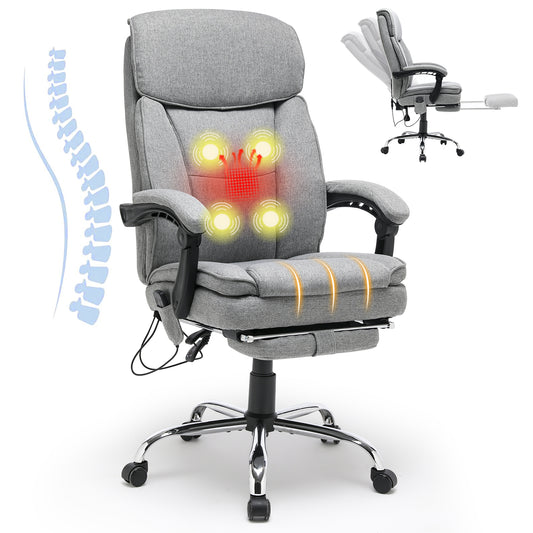 Ergonomic Reclining  Massage Office Chair with Breathable Fabric Light Gray (Re-stock on late May)