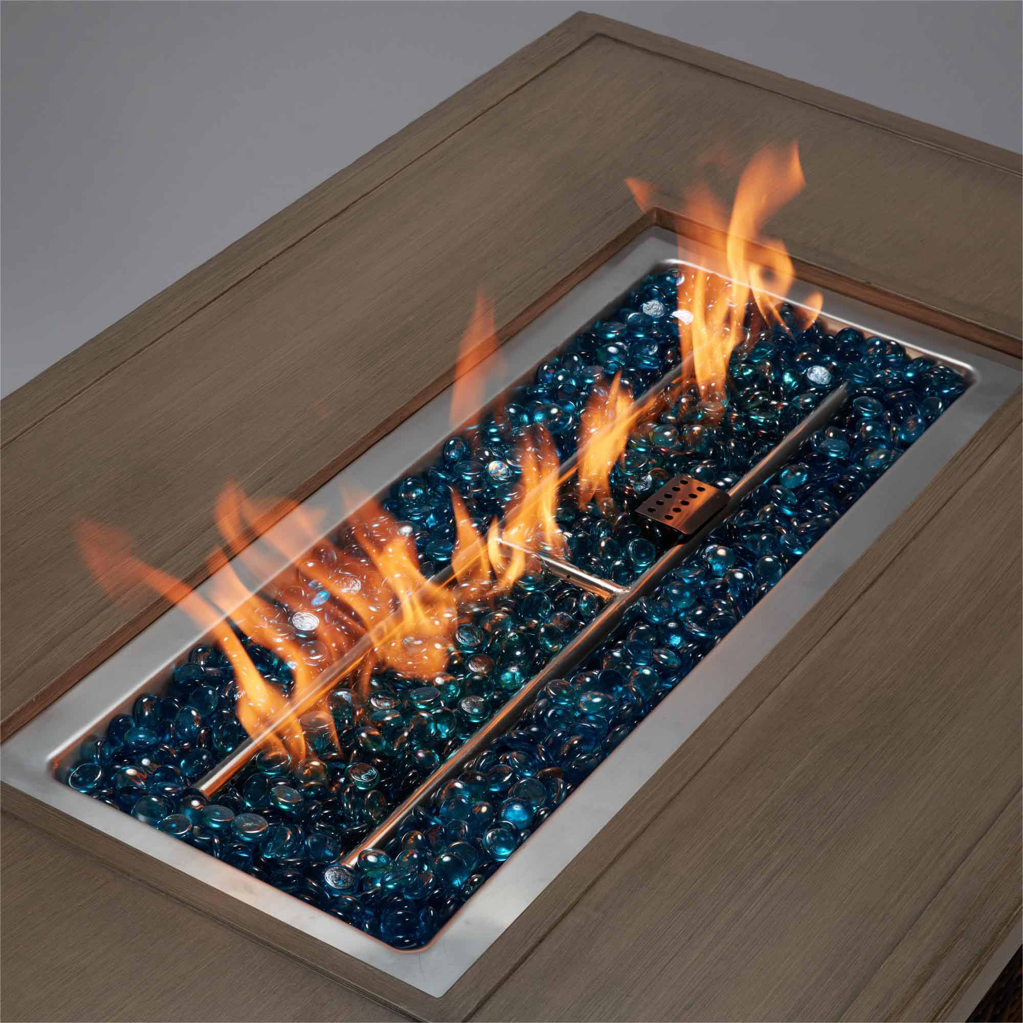 50 Inch Propane Fire Pit Table,50,000 BTU Gas Fire Pits with Aluminum Tabletop, Brown | Homrest