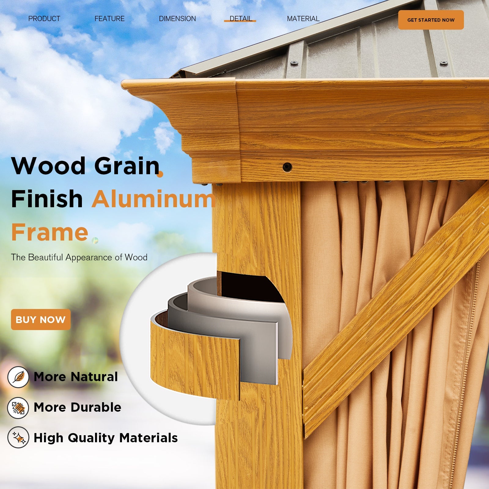 HOMREST 14X22 Outdoor Rectangle Gazebo with Canopy for Patio, Wood Grain