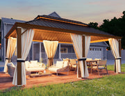 Homrest 12' x 20' Hardtop Gazebo with Aluminum Frame, Wood-Grain