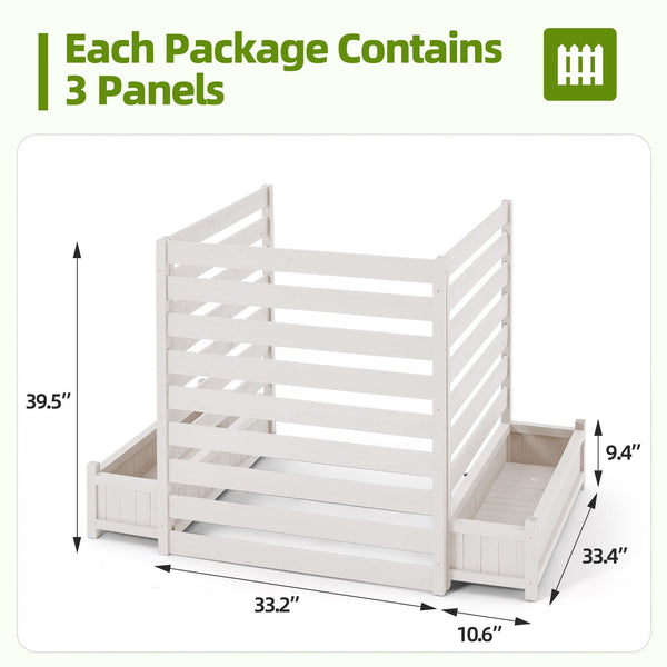 HOMREST 3 Panels No-Dig AC Unit Privacy Fence with Planter Box, 33