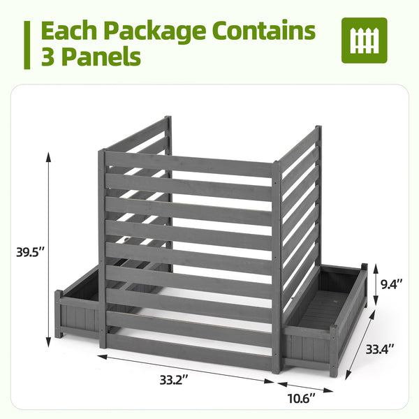 HOMREST No-Dig Privacy Fence with Planter Box - 3 Panels, 33