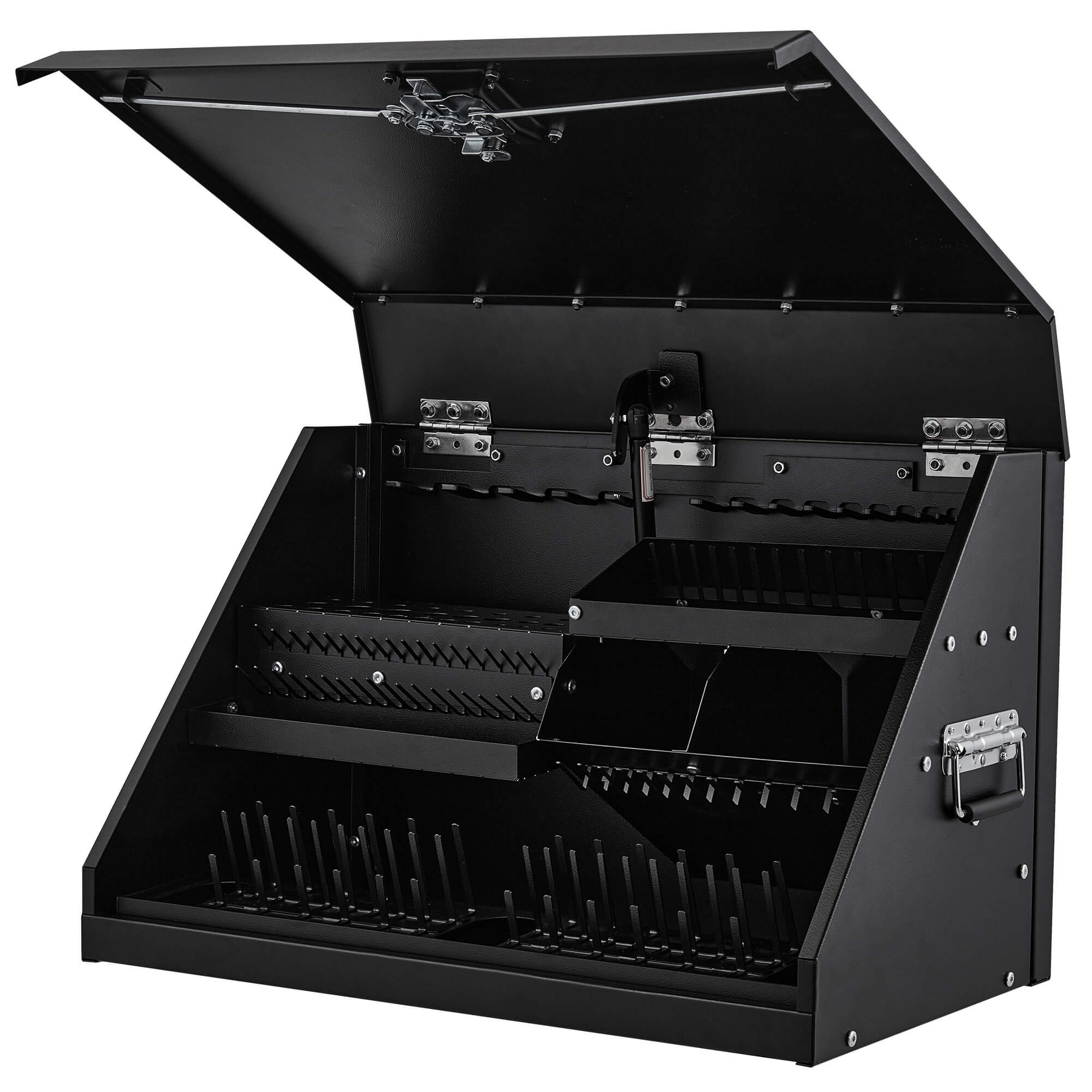 HOMREST 26inch Portable Triangle Toolbox, Heavy Duty Steel Tool Box,Truck Toolbox with Weather-Resistant Finish, Lockable Latches & Carry Handle