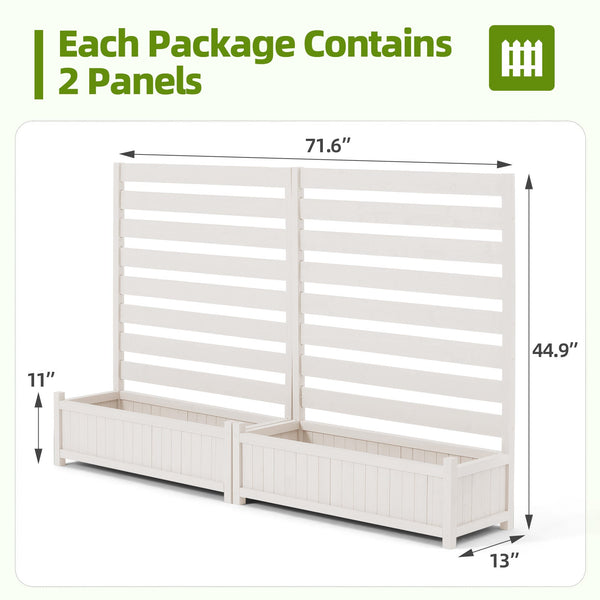 HOMREST 2-Pack No-Dig Privacy Fence Planter, Wood Outdoor Screen Air Conditioner Fence for AC Unit, Trash & Flower Bed, Weather-Resistant, 36